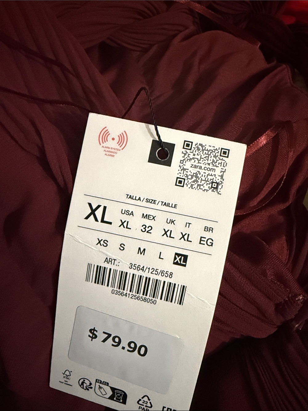 Zara Knot-Shoulder V-Neck Midi Dress in Burgundy - Picture 6 of 6